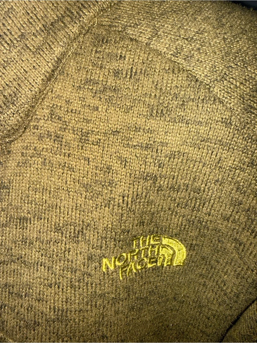 The North Face Olive Green Zip-Up Fleece with Yellow Trim